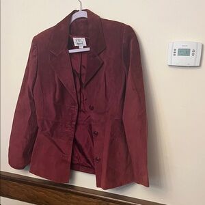 Vakko Burgundy Suede Blazer Jacket